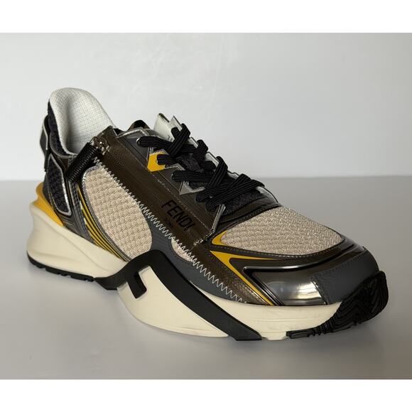 Fendi Flow Sneakers Gray/Yellow/White 11 US (10 Fendi) 7E1689 Italy NIB $1190 main image 8